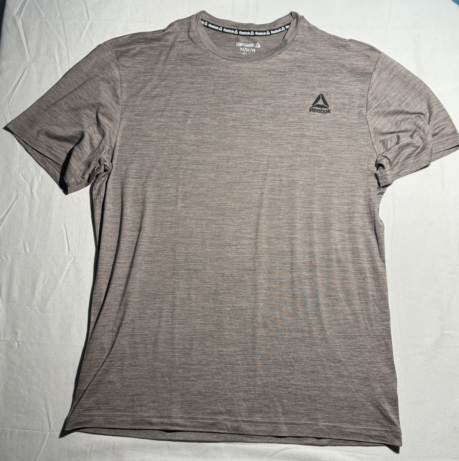 Reebok Mens Polyester Stretch T-shirt Workout Gym Medium Sport Tee Gray