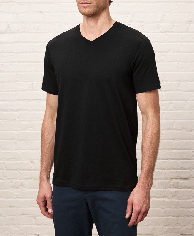 NWOT-Pact-Men’s Organic SoftSpun Essential V-Neck Tee-Black- Size (LARGE)