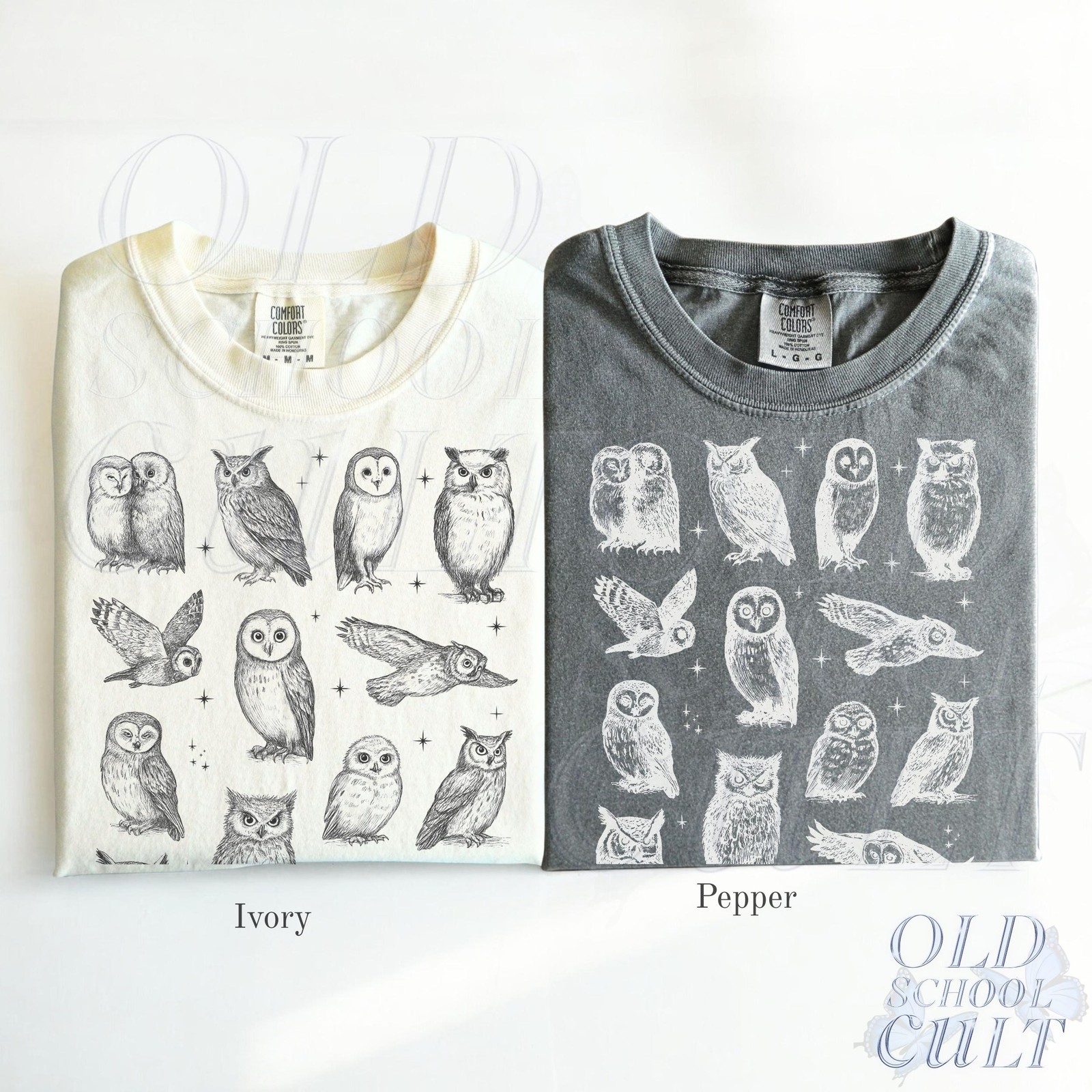Owls 90s Comfort Colors Vintage Tattoo Style Tshirt, Retro Mythical Owl Lovers gallery