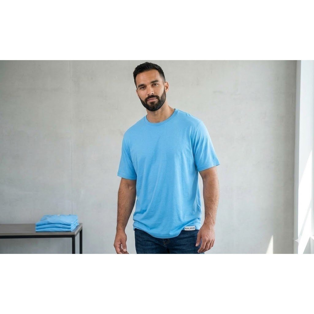 Royal Avalon Mens XL Bamboo Cotton UPF 50+ Sun Protection T-Shirt Sky Blue gallery