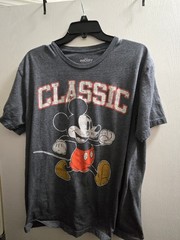 Disney Mickey and Friends Mickey Mouse Gray Graphic Logo Men’s T-Shirt Size M