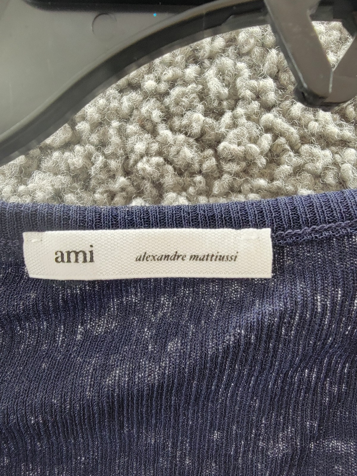 AMI Alexandre Mattiussi Long Tank Top Men's M Night Blue Semi Sheer Pullover gallery
