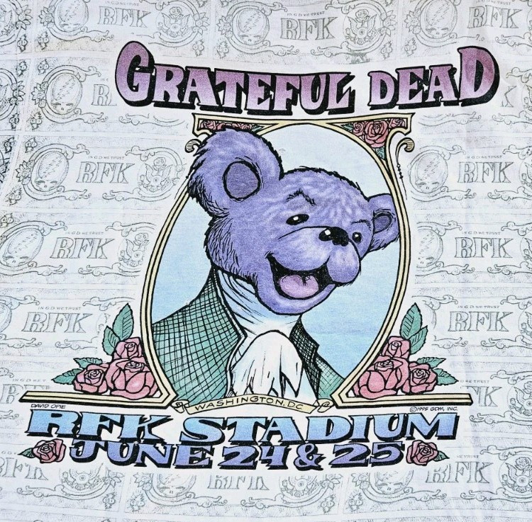 Vintage 90s Grateful Dead Liquid Blue T Shirt RFK DC AOP All Over Print XL