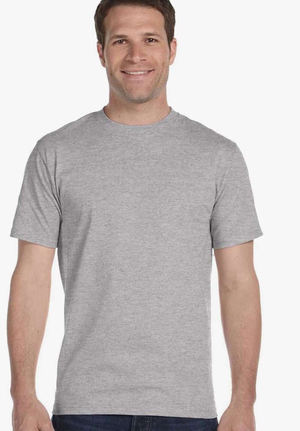 Hanes Beefy Men’s T-Shirt Gray,Short Sleeve, Crew Neck, Size 3XLT (2 Pack)