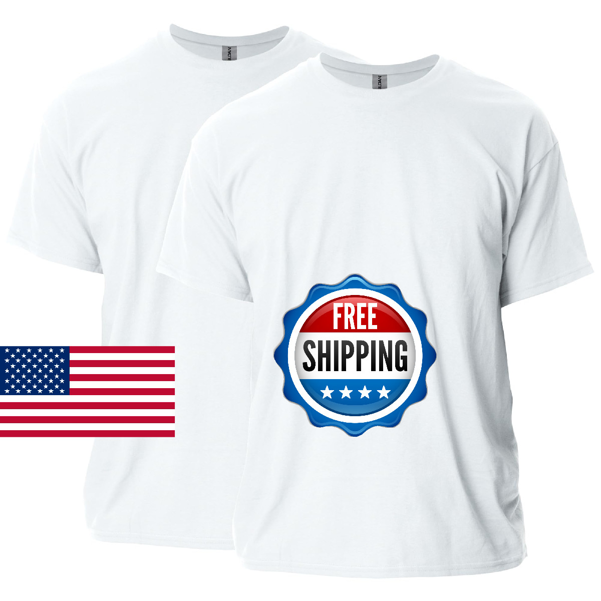 Gildan Adult Ultra Cotton T-Shirt, Style G2000, Multipack, White (2-Pack), Large gallery