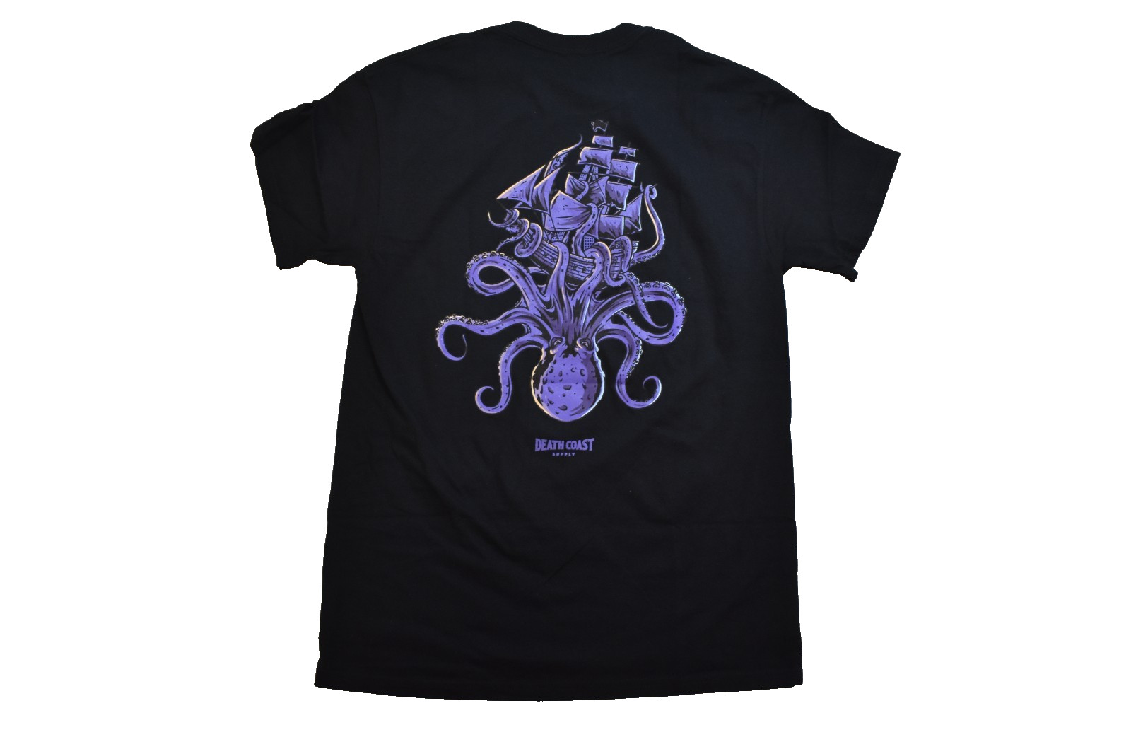 Death Coast Supply Co. Mens Octopuss Grabbing Ship Graphic Black Shirt New S-3XL gallery