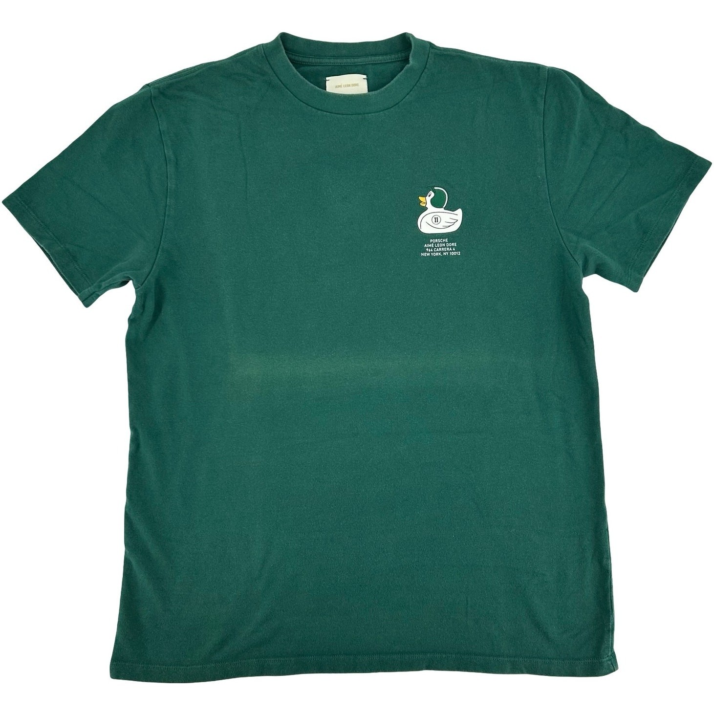 RARE Men's Green 2019 Aime Leon Dore x Porsche Duck Graphic Tee T Shirt Sz Med gallery