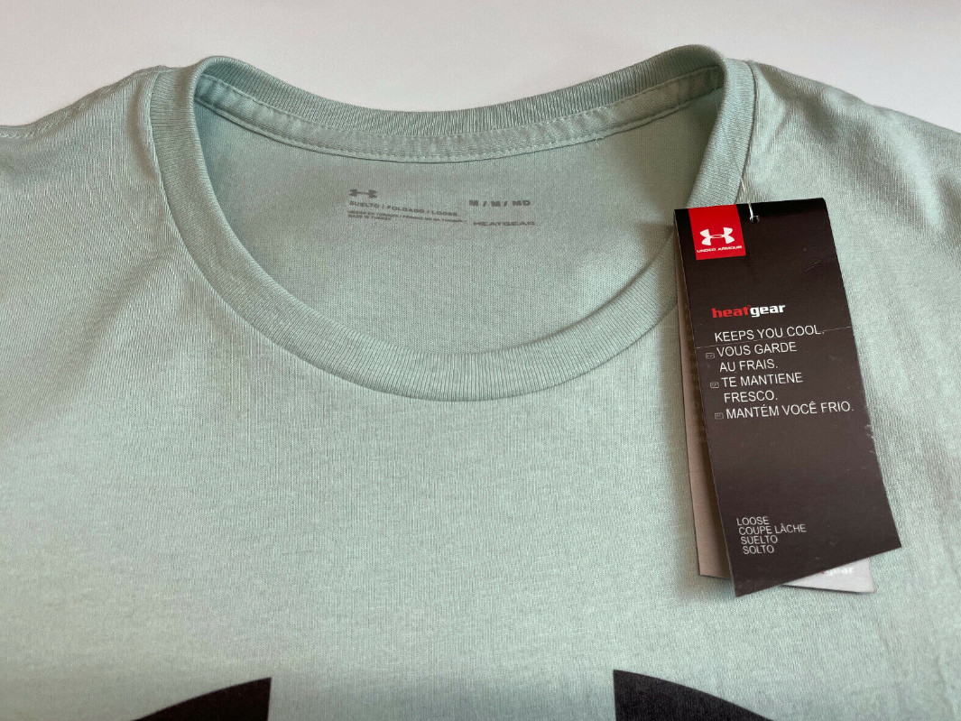 Under Armour Shirt Mens Small Medium Large Green Gray Athletic Fit Logo gallery