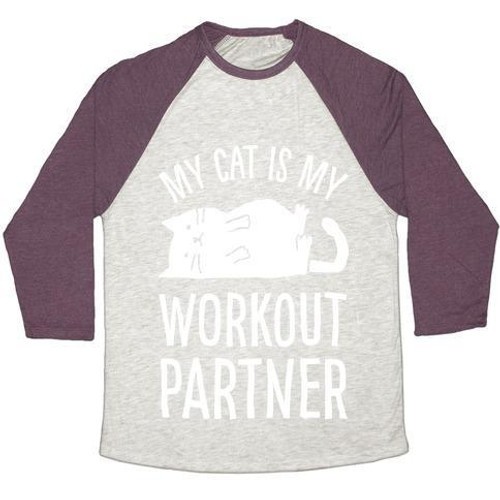My Cat Is My Workout Partner Unisex Tri-Blend Baseball Tee gallery