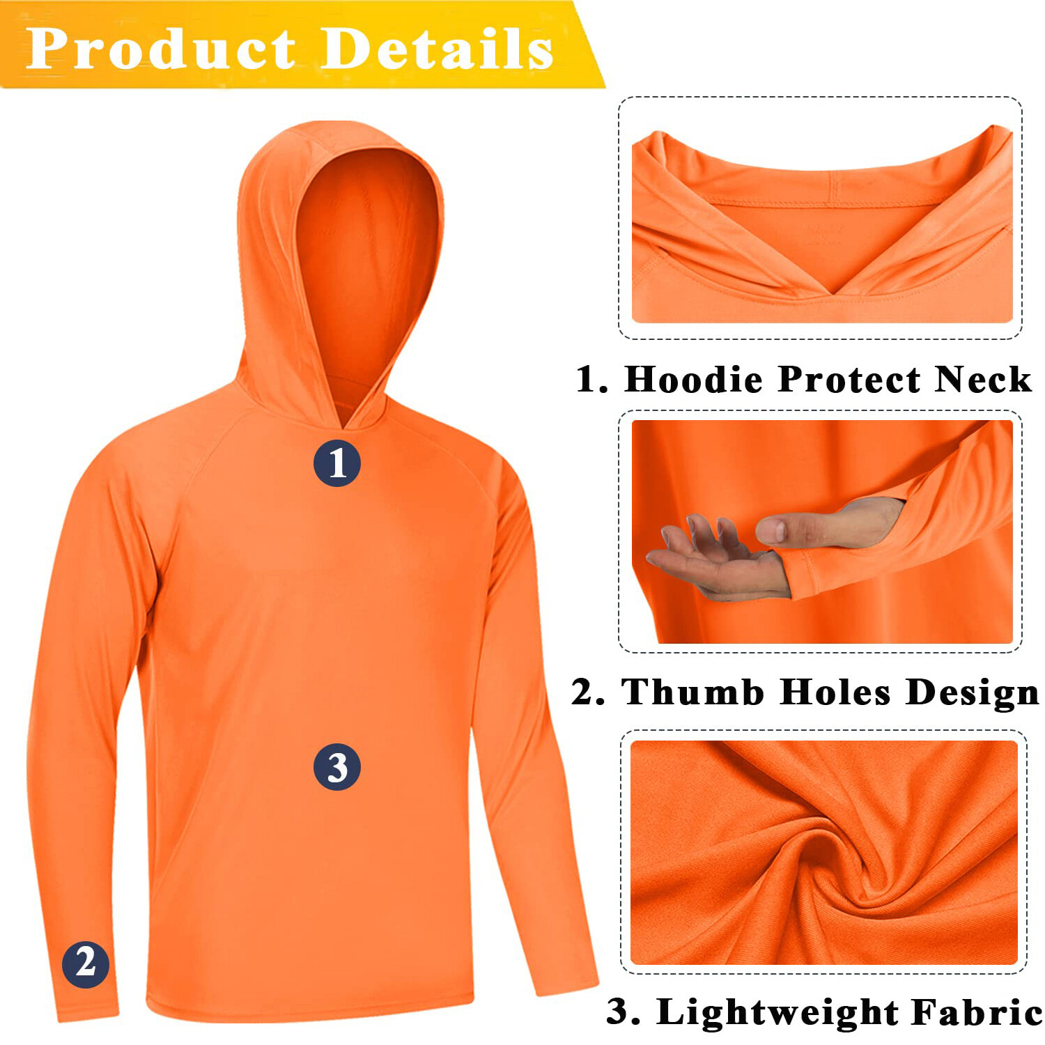 UPF50+ Mens UV Shirts Sun Protection Hoodie Outdoor Fishing Long Sleeve Casual T gallery