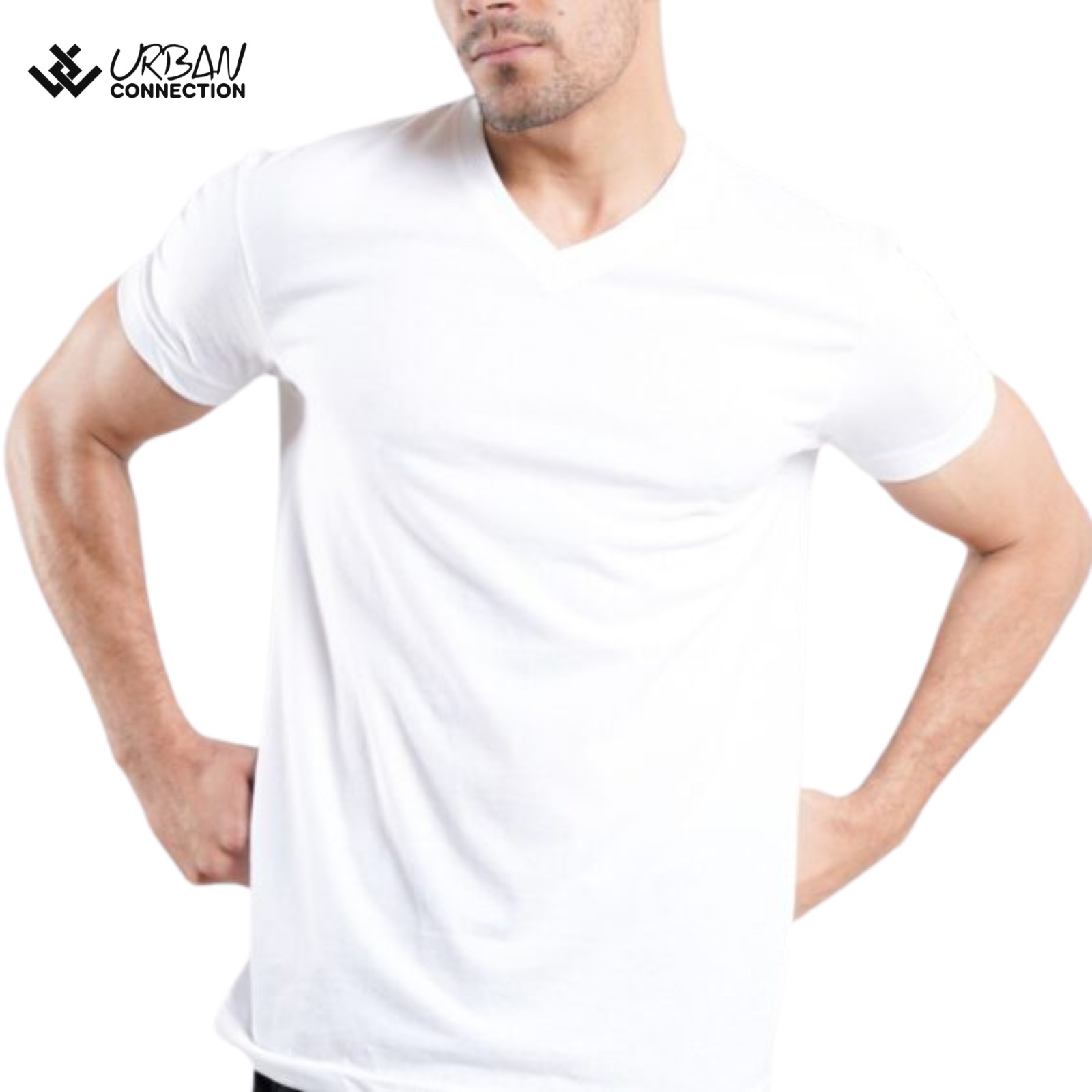 Pack of 12 Shirts | White V-Neck T-Shirt | Urban Connection | Sizes: Small - 6XL gallery