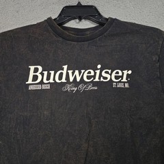 Budweiser Beer Shirt Mens Medium Black Distressed Eagle Brew Dive Bar Retro NWT