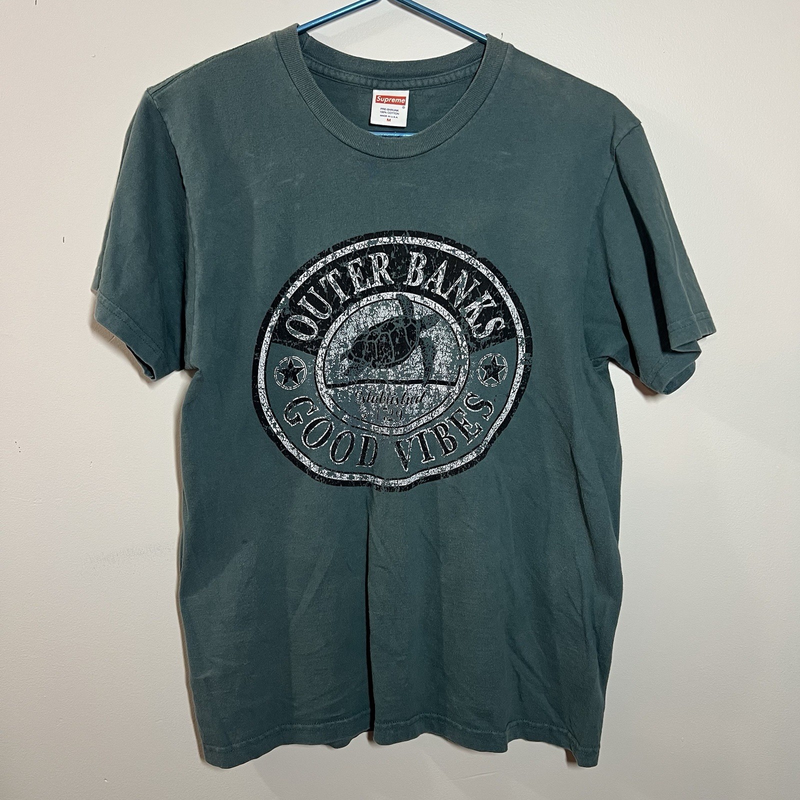 Y2K Supreme M Outer Banks NC Good Vibes Skateboarding Tee Rare Skate K Mart OG gallery