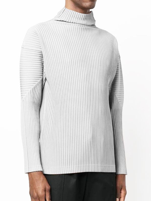 Issey Miyake Men's Basic Pleated High Neck Long Sleeve gallery