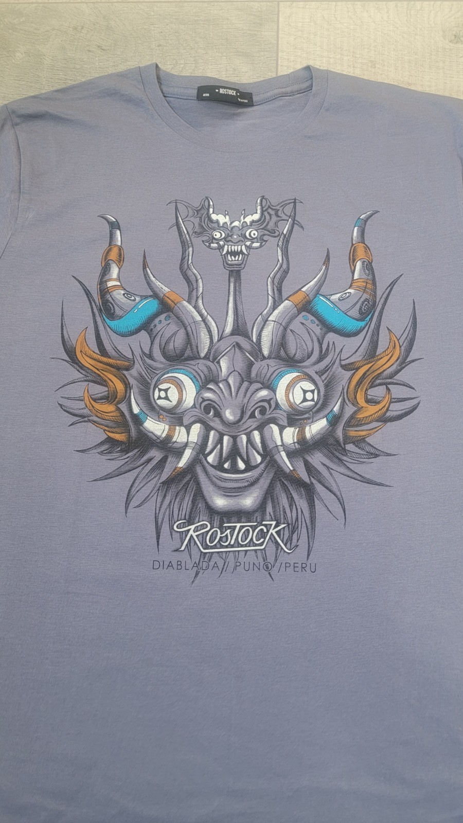 Peruvian Design T Shirt Unisex Size L *** Diablada Dance Mask - Peruvian Cotton gallery