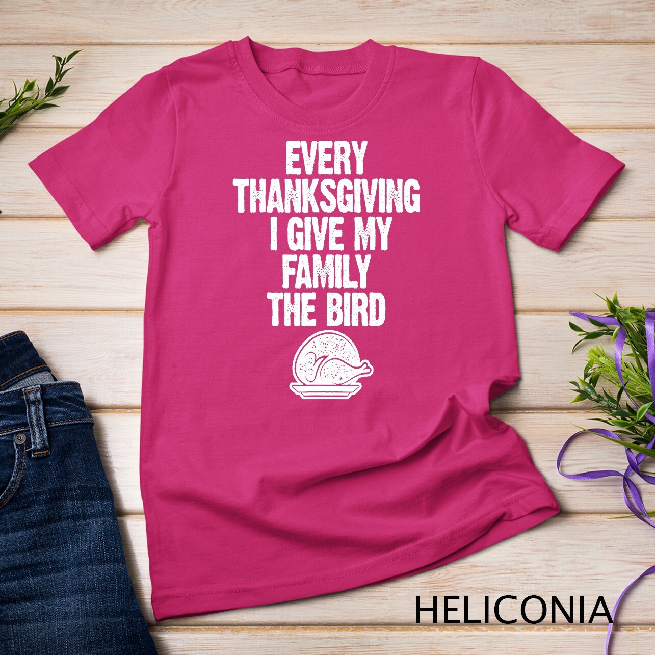 Funny Every Thanksgiving I Give My Family The Bird Adult Unisex T-shirt gallery
