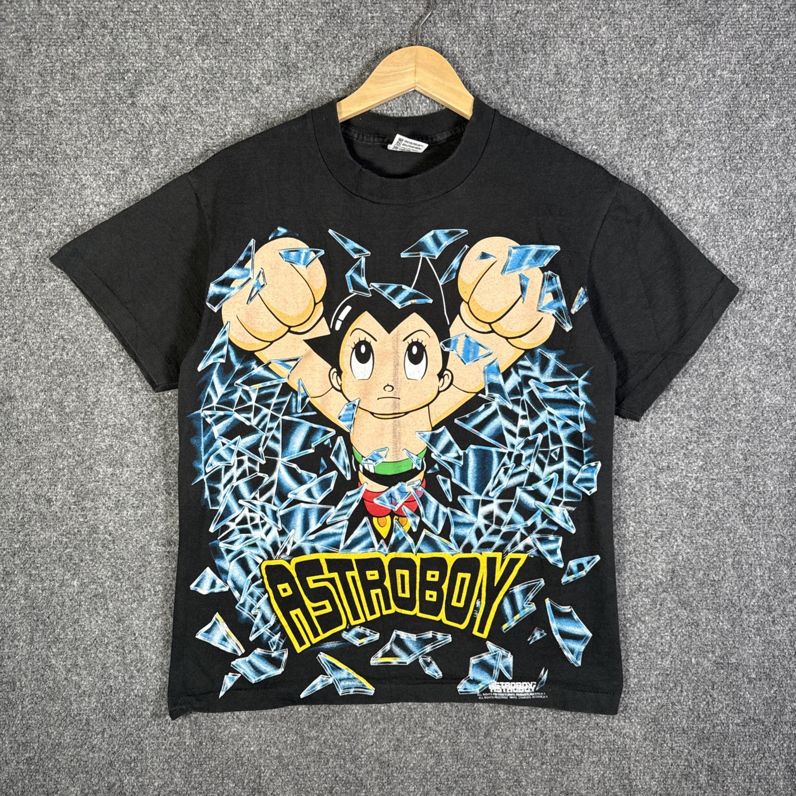 Vintage Astro Boy Shirt Mens Medium Black 90s Shattered Glass Cartoon RARE USA gallery