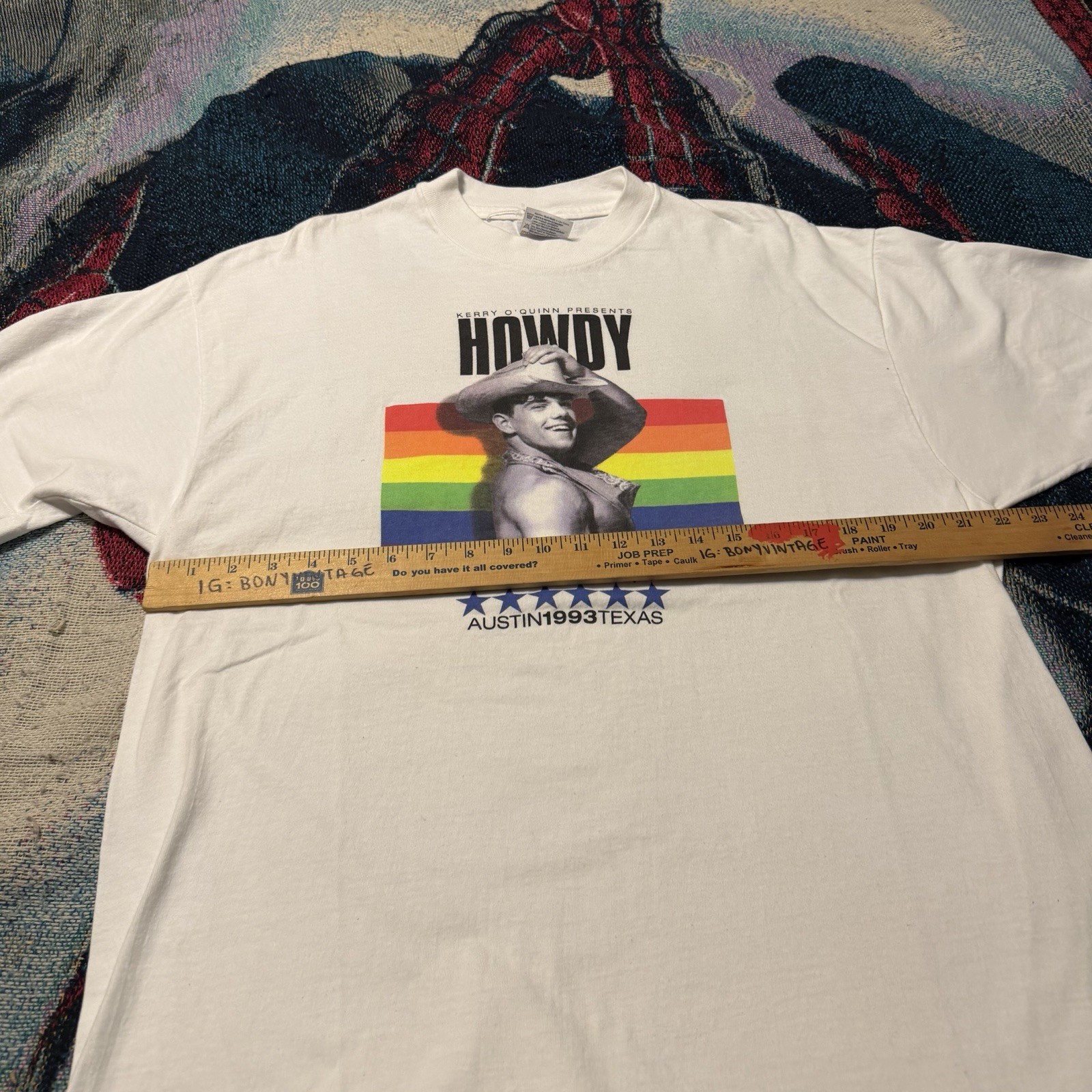 Vintage 90s LGBTQ Pride Kerry O'Quinn Party Shirt White Men's L Cowboy Austin TX gallery