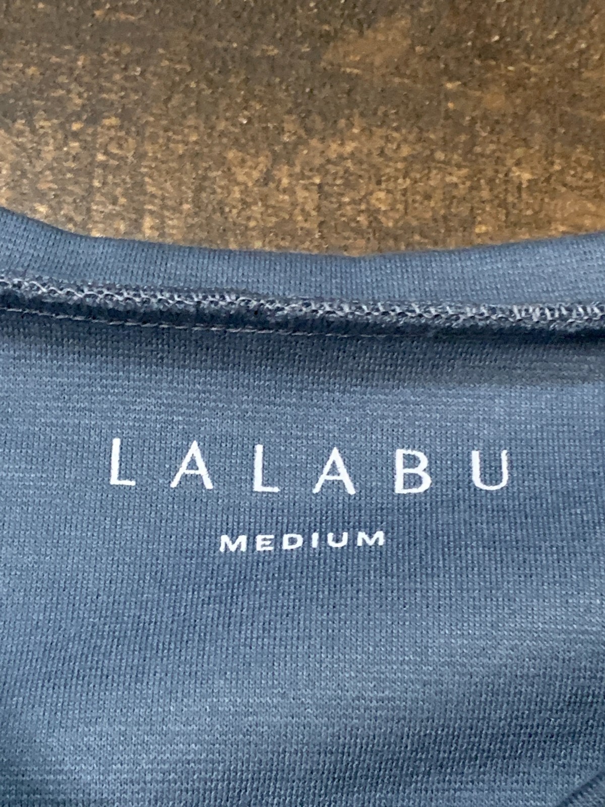 Lalabu Dad Shirt Mens Medium Blue V Neck Kangaroo Pouch Baby Carrying Stretch gallery