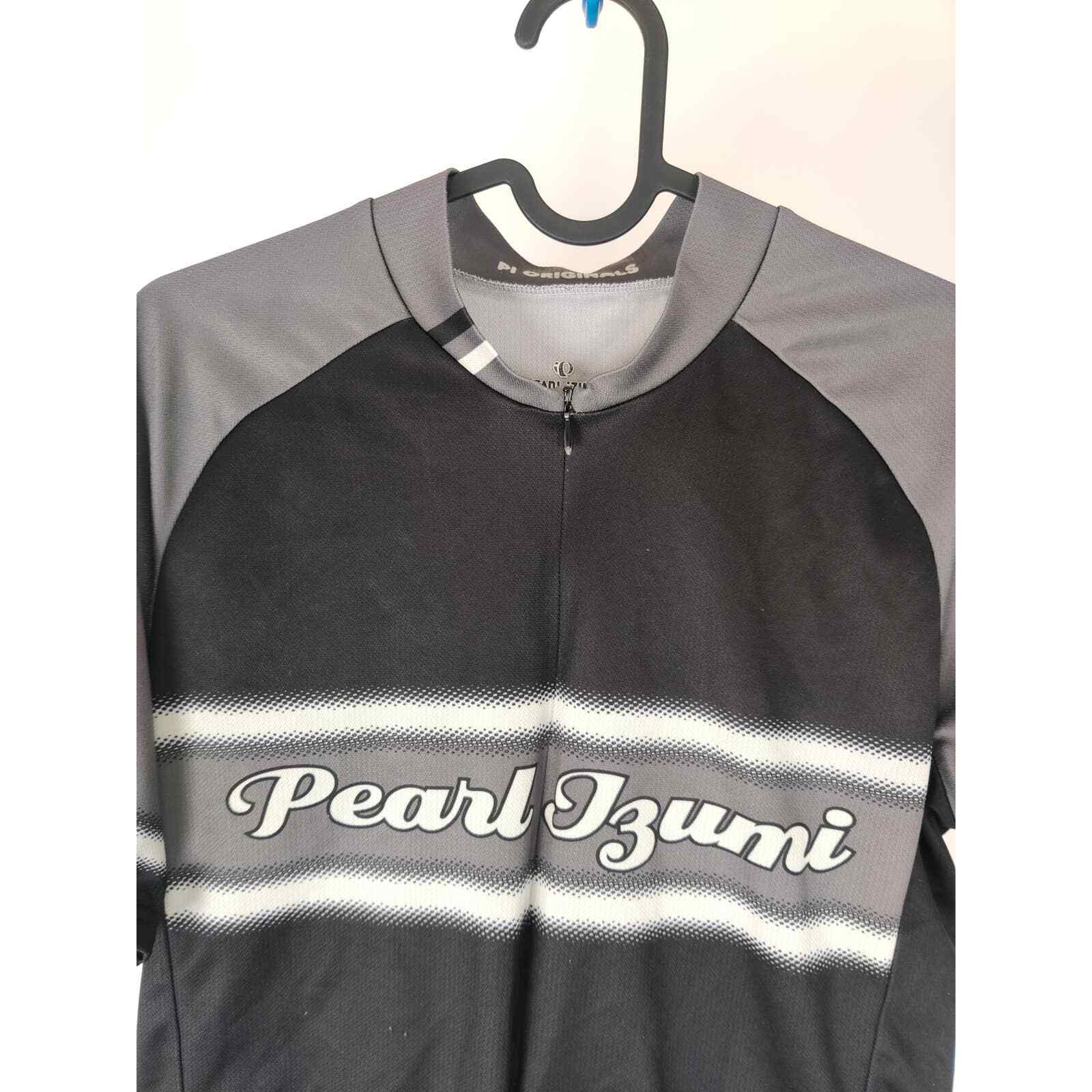 (V) Pear Izumi Men cycling jersey sport black/gray 3/4 zip sz M gallery
