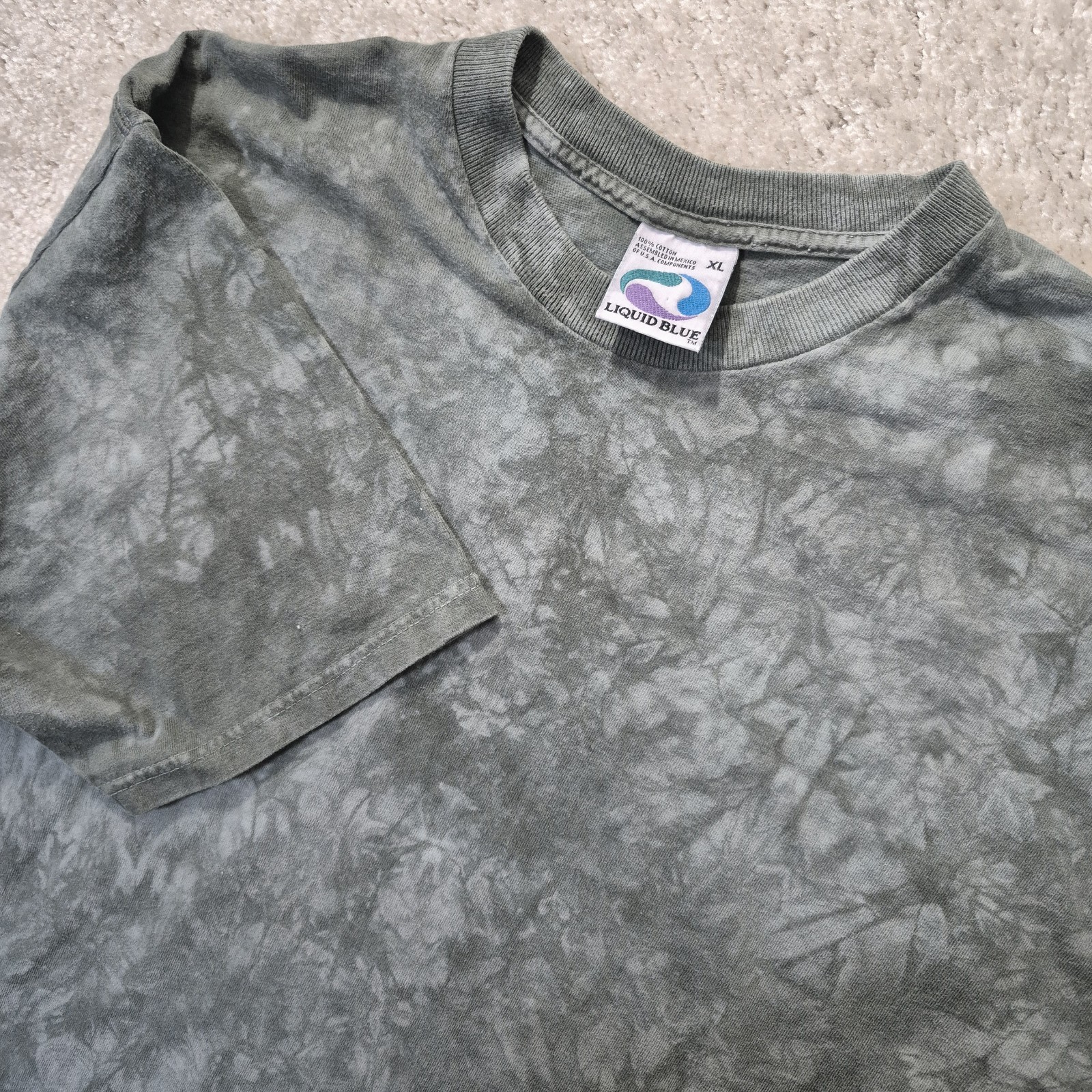 Vintage Liquid Blue Tie Dye Blank T Shirt XL Cotton 70s Hippie Music Festival gallery
