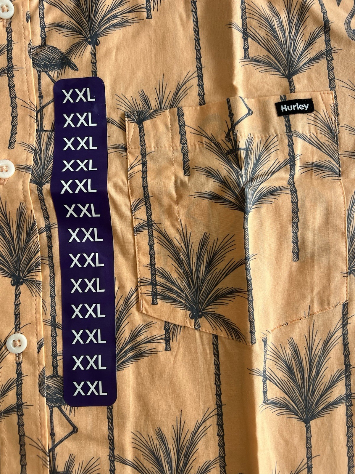 Hurley Men’s Orange & Blue Flamingo & Palm Tree Print Shirt 2XL Med NEW E0136 gallery