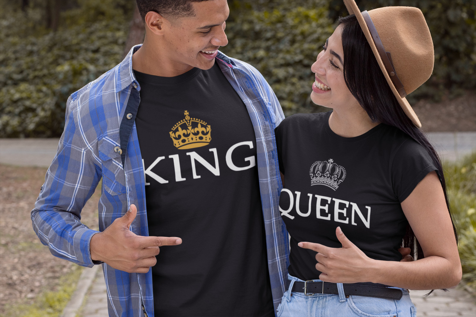 Couple Matching SHIRTS King Queen OLD TOGETHER SINCE Back Side DATE NUMBER gallery