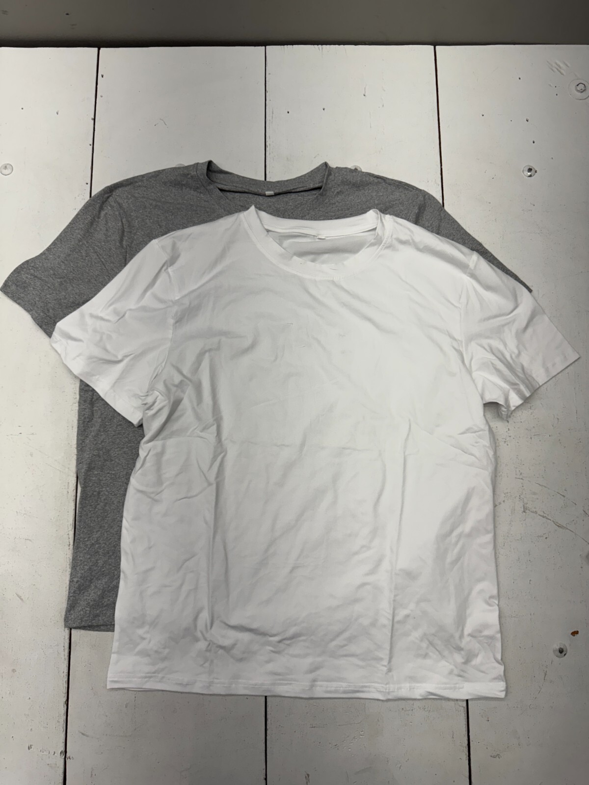 Shein 2 Pack Solid Gray and White Basic Short Sleeve Shirt Mens Size XL