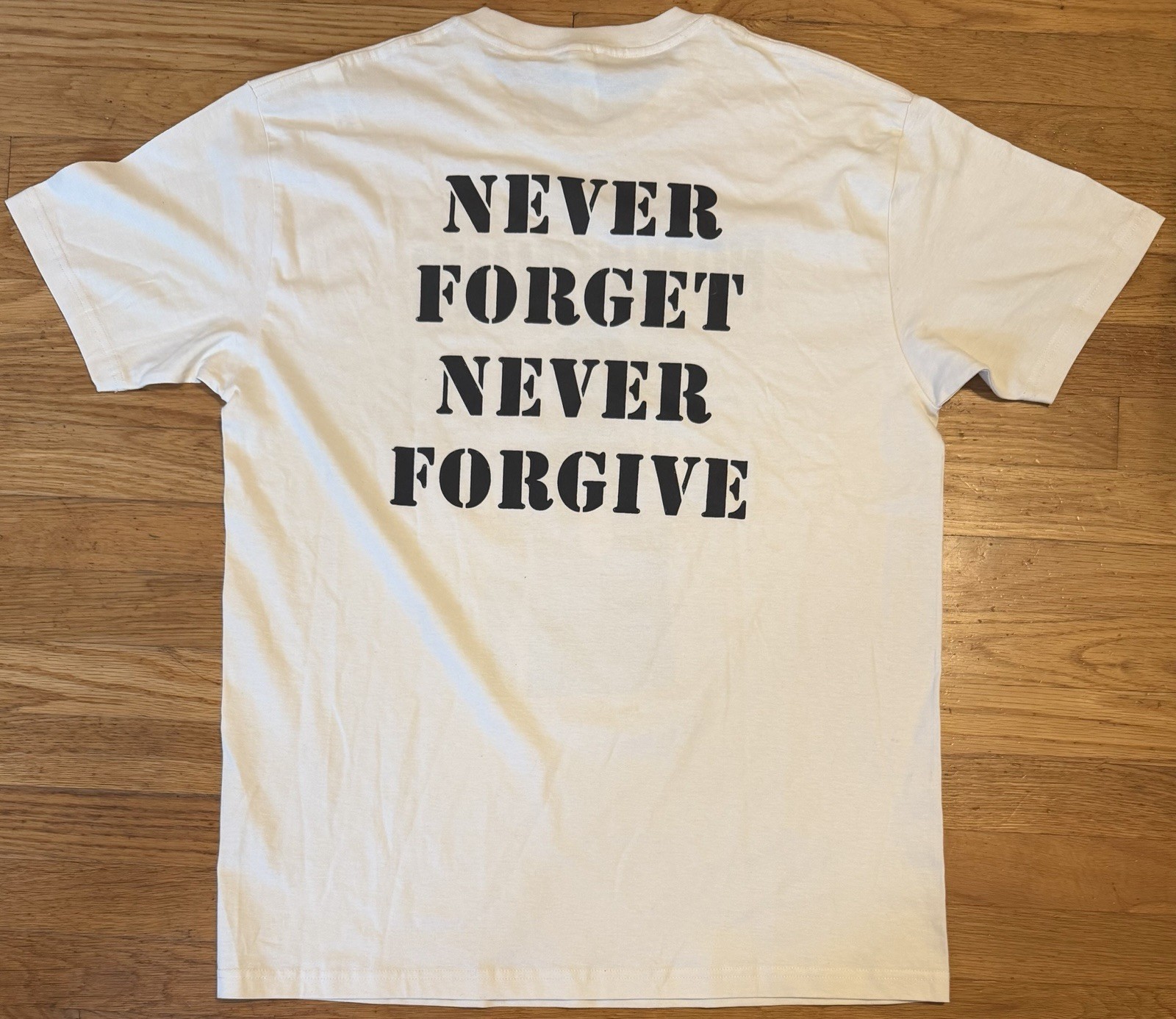 NO WARNING NEVER FORGET NEVER FORGIVE EURO SHIRT LARGE NATURAL HARDCORE FREE S/H gallery