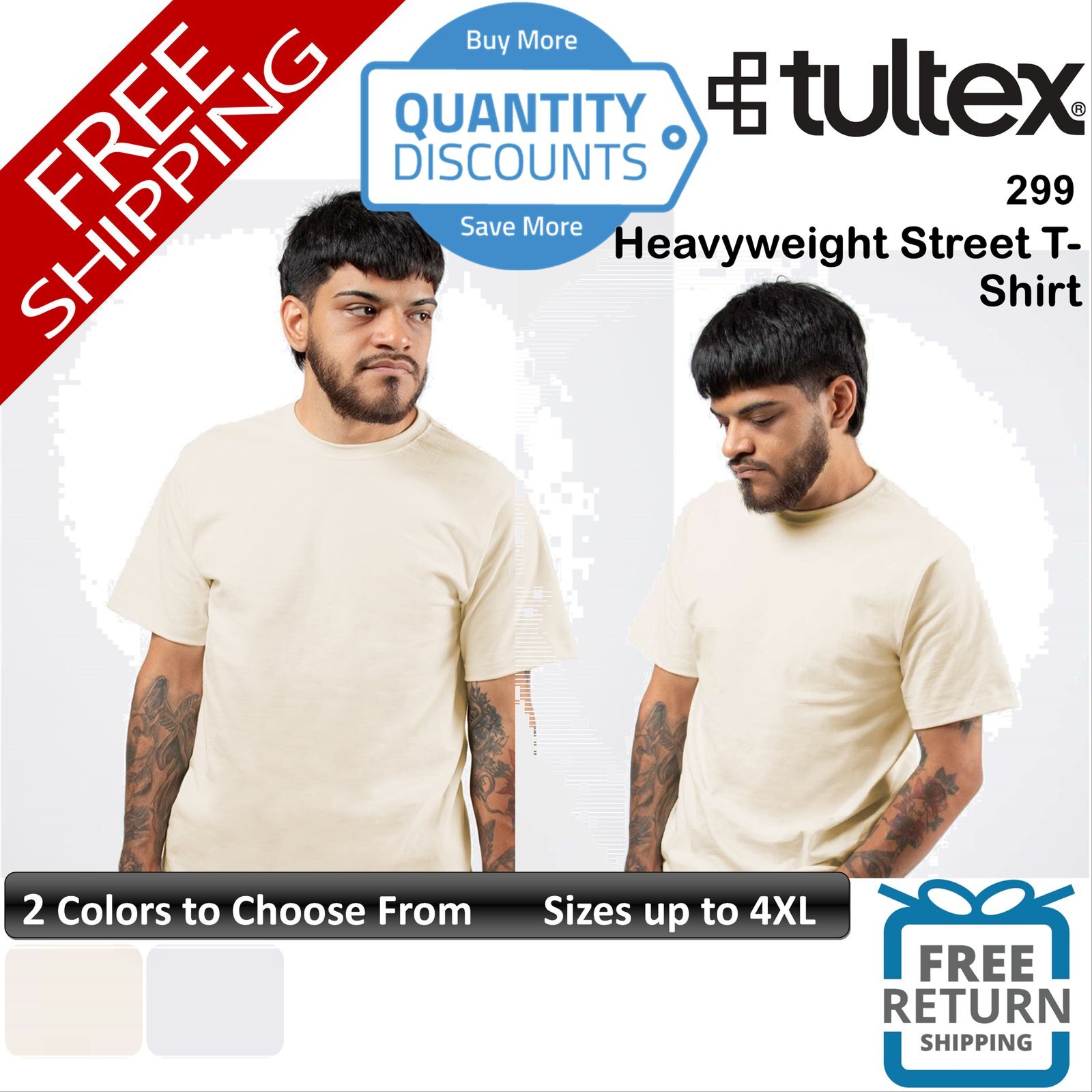 🔥 Tultex Men Heavyweight Street Short Sleeve Pre-washed T-Shirt Up To 4XL 299 gallery