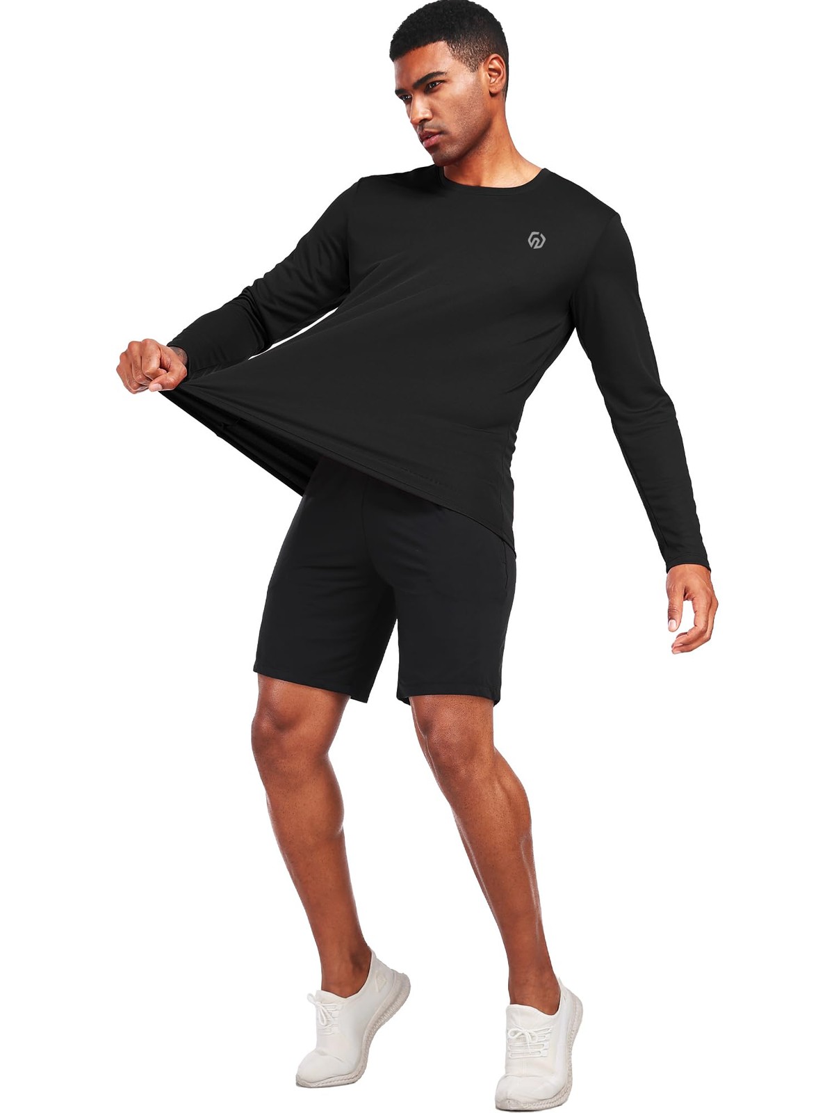 NELEUS Men's Performance Long Sleeve Mesh T-Shirts, 3-Pack L, Black/Grey/Green gallery