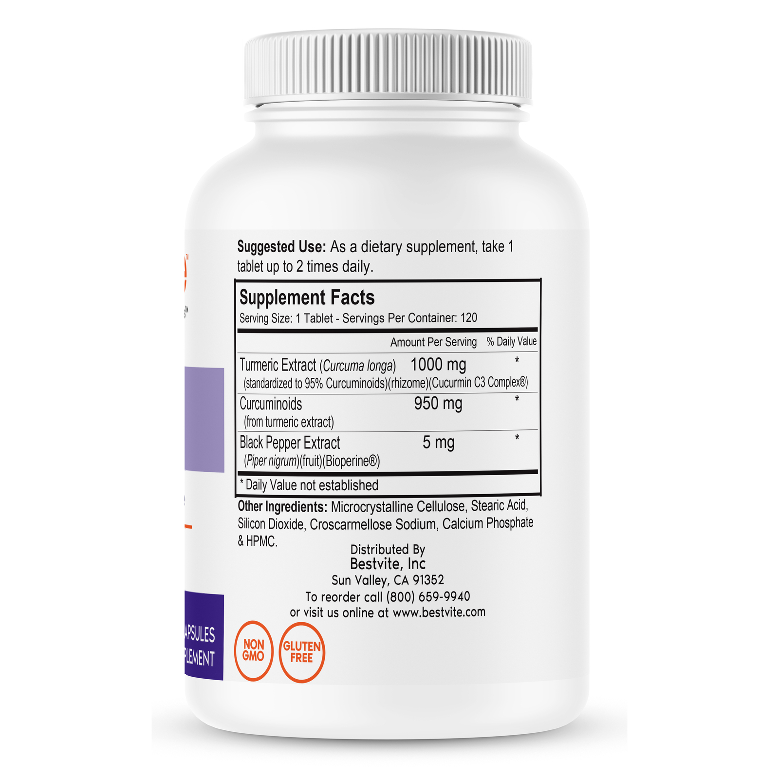 Curcumin 1000mg (Turmeric)(120 Tablets) Made with Curcumin C3 Complex