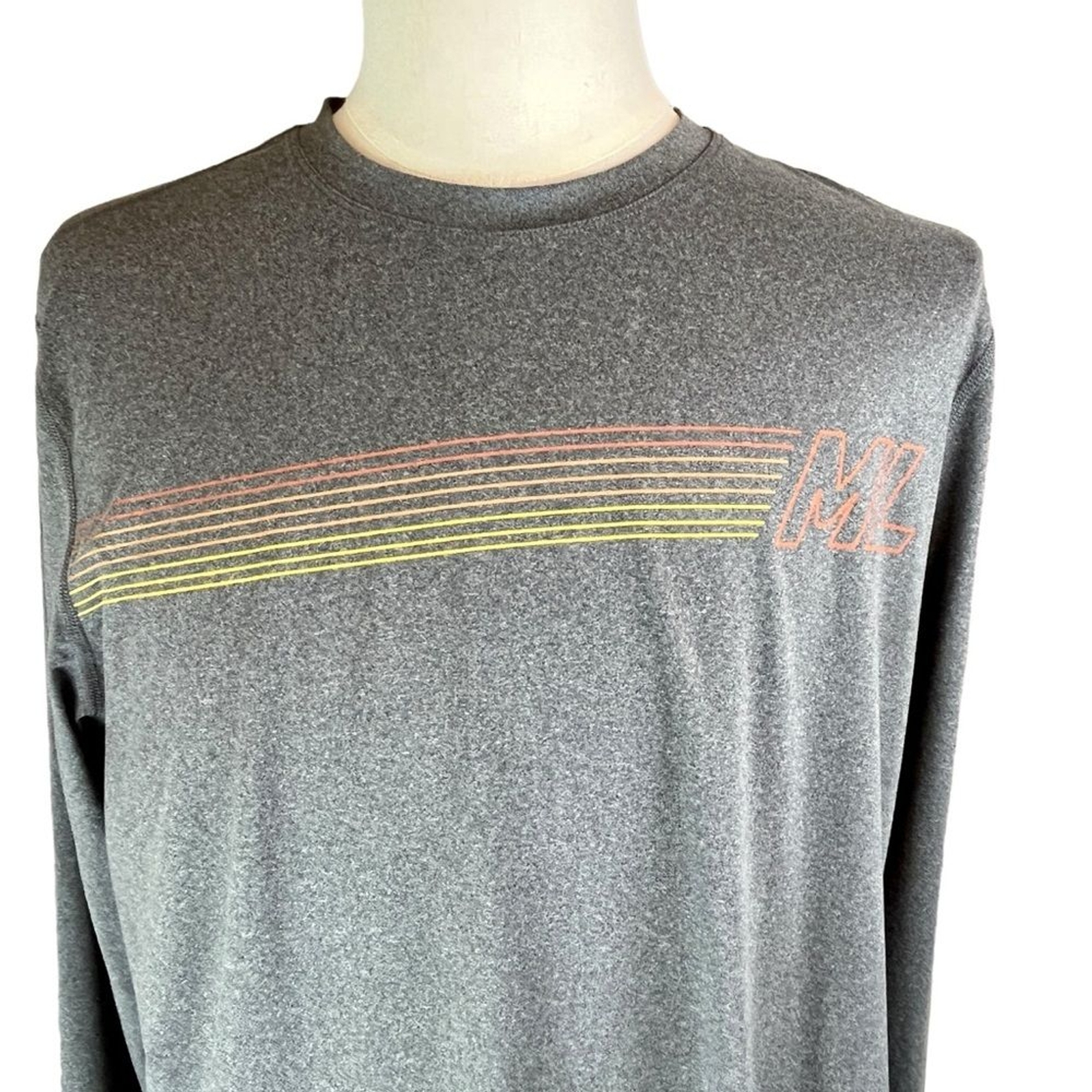 MARINE LAYER Weekend Sport Long Sleeve T Shirt Size Large Logo Graphic Crew Gray gallery