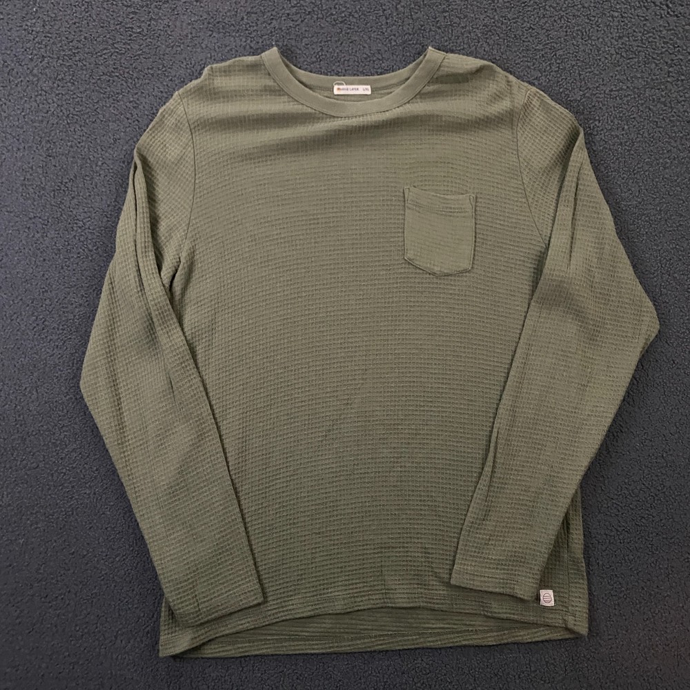 Marine Layer Shirt Mens Medium Large Waffle Knit Supima Cotton Modal Soft Green