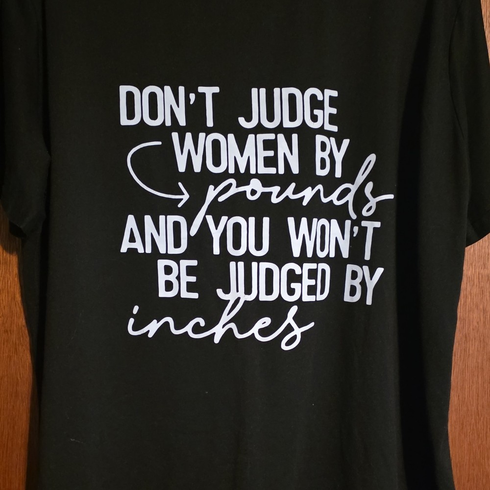 Men’s Black Quote Graphic Print Short Sleeve Regular T-Shirt Don’t Judge Women