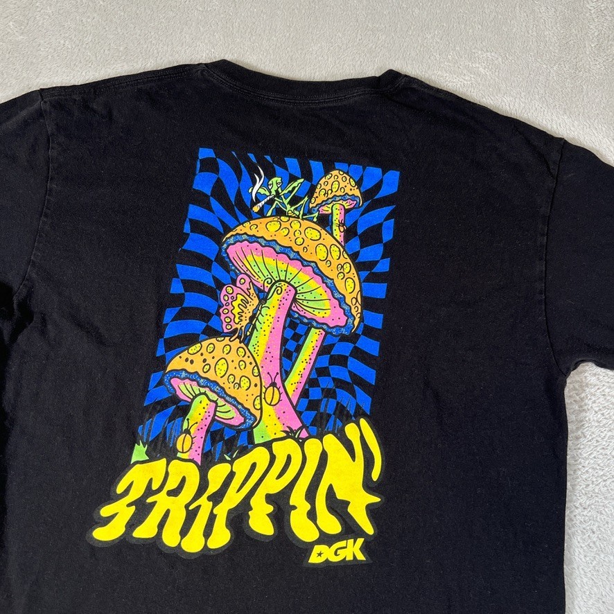 DGK Vintage Y2K Trippin’ T-Shirt Men's Size Large Black Short Sleeve Cotton Rare gallery