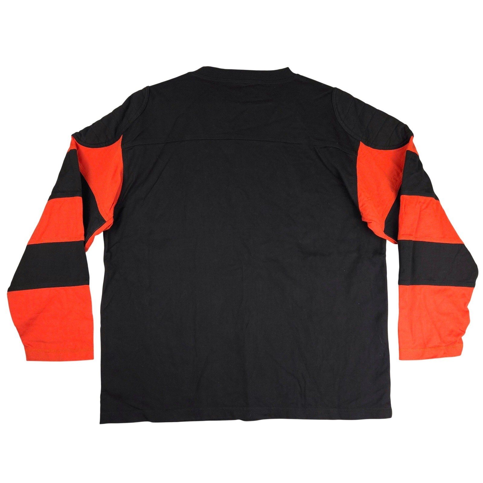 J. Peterman Mens XL Black Orange Colorblock Quilted Elbow Patch Jersey Shirt gallery