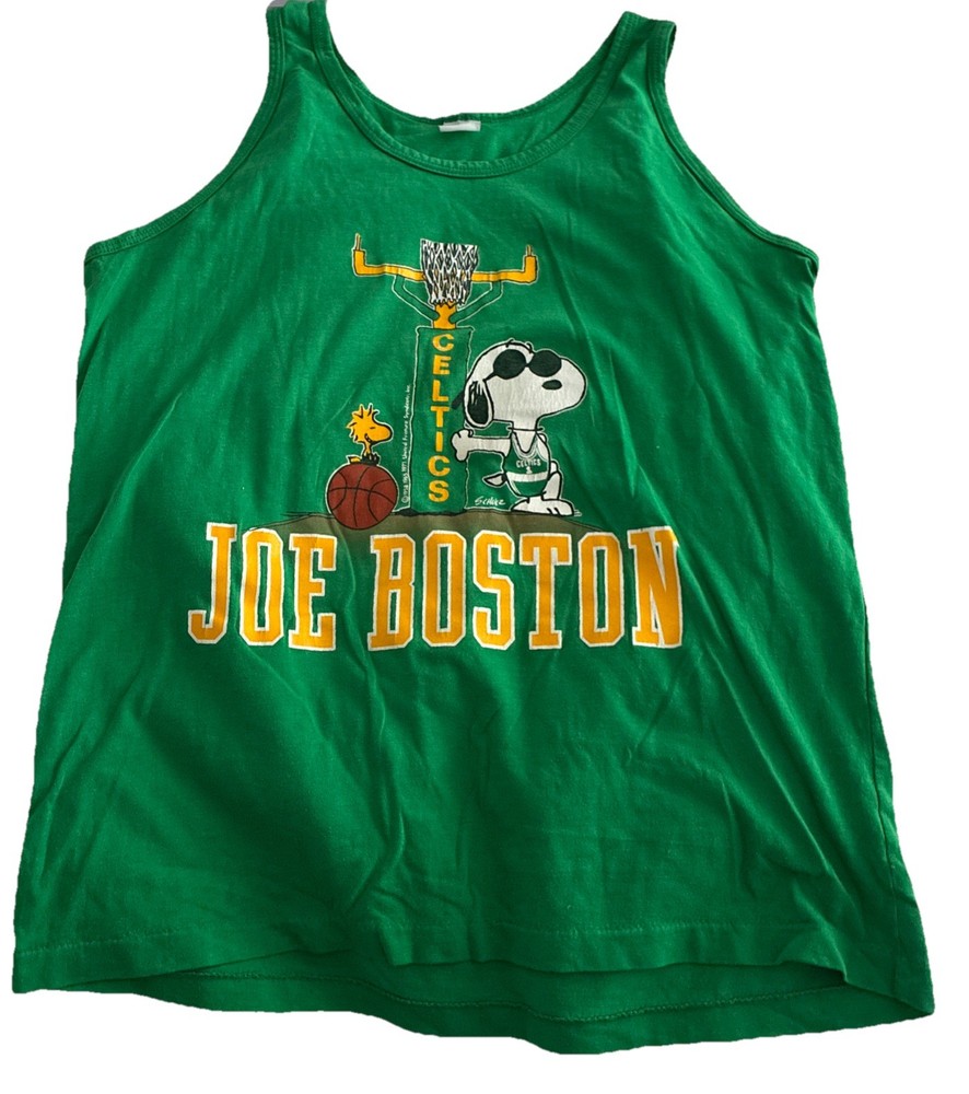 VTG 80s Snoopy Peanuts Boston Celtic Joe Cool Men’s Medium Tank *See Description