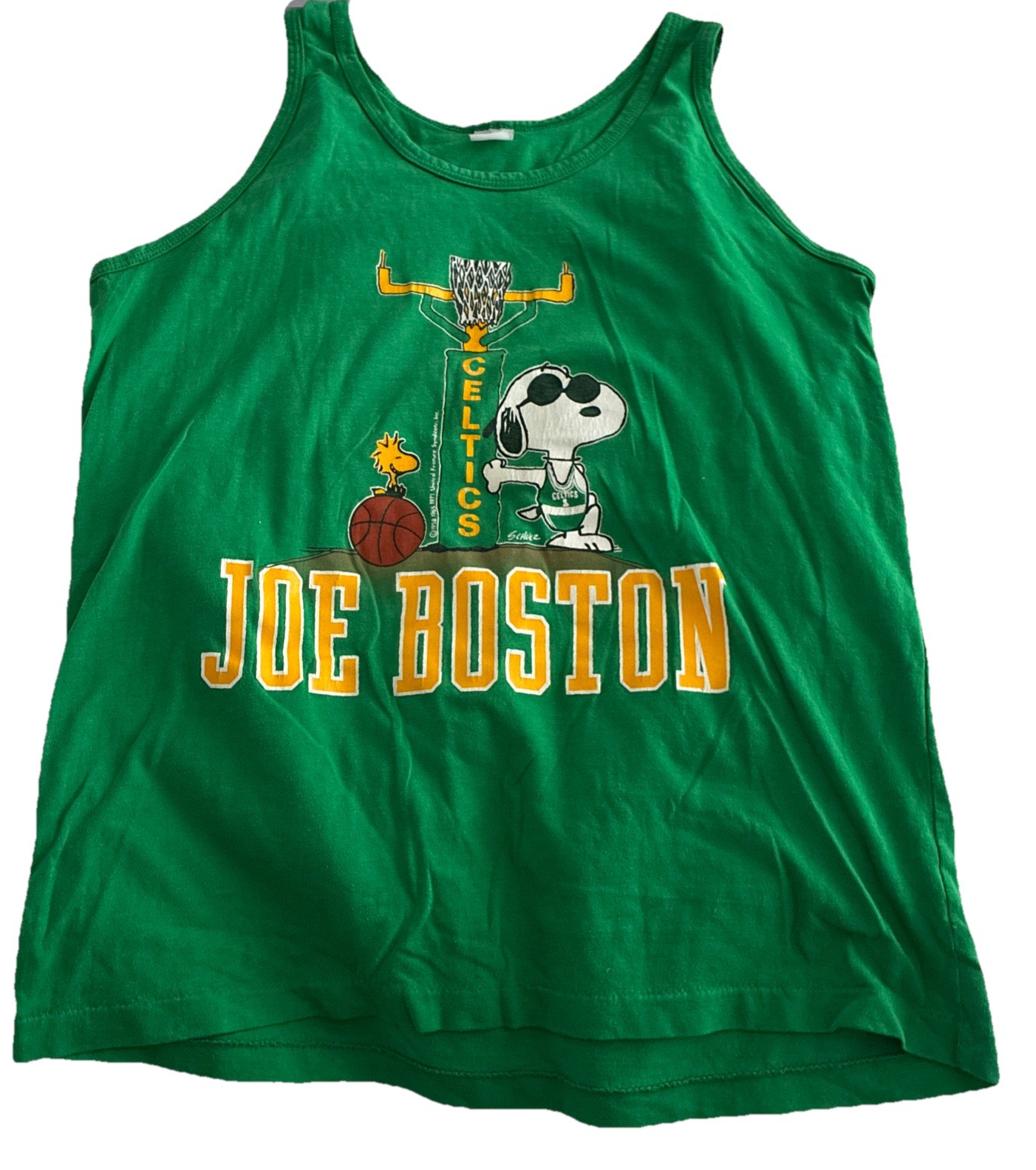 VTG 80s Snoopy Peanuts Boston Celtic Joe Cool Men’s Medium Tank *See Description