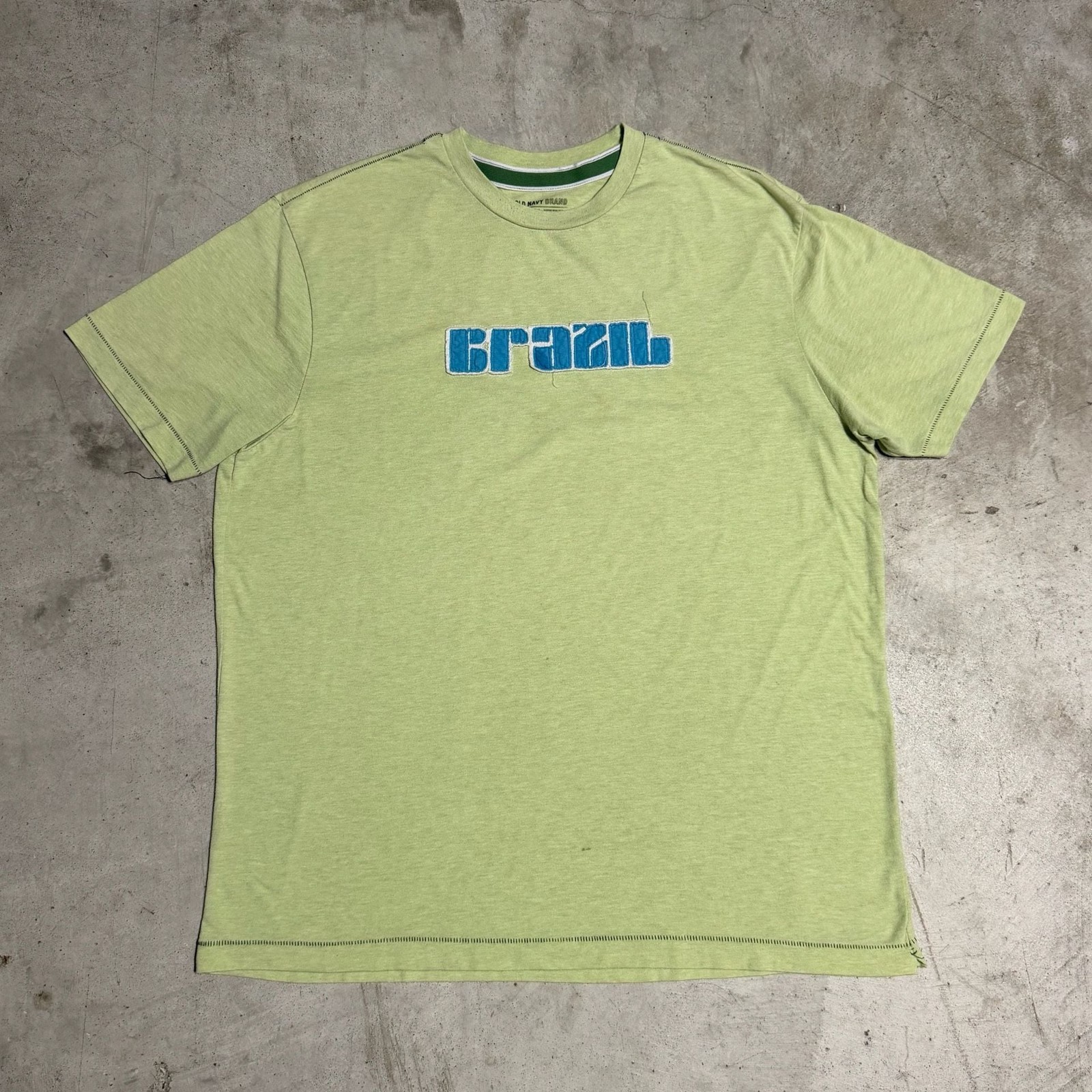 Old Navy Brazil Graphic Y2K Lime Green T-Shirt gallery