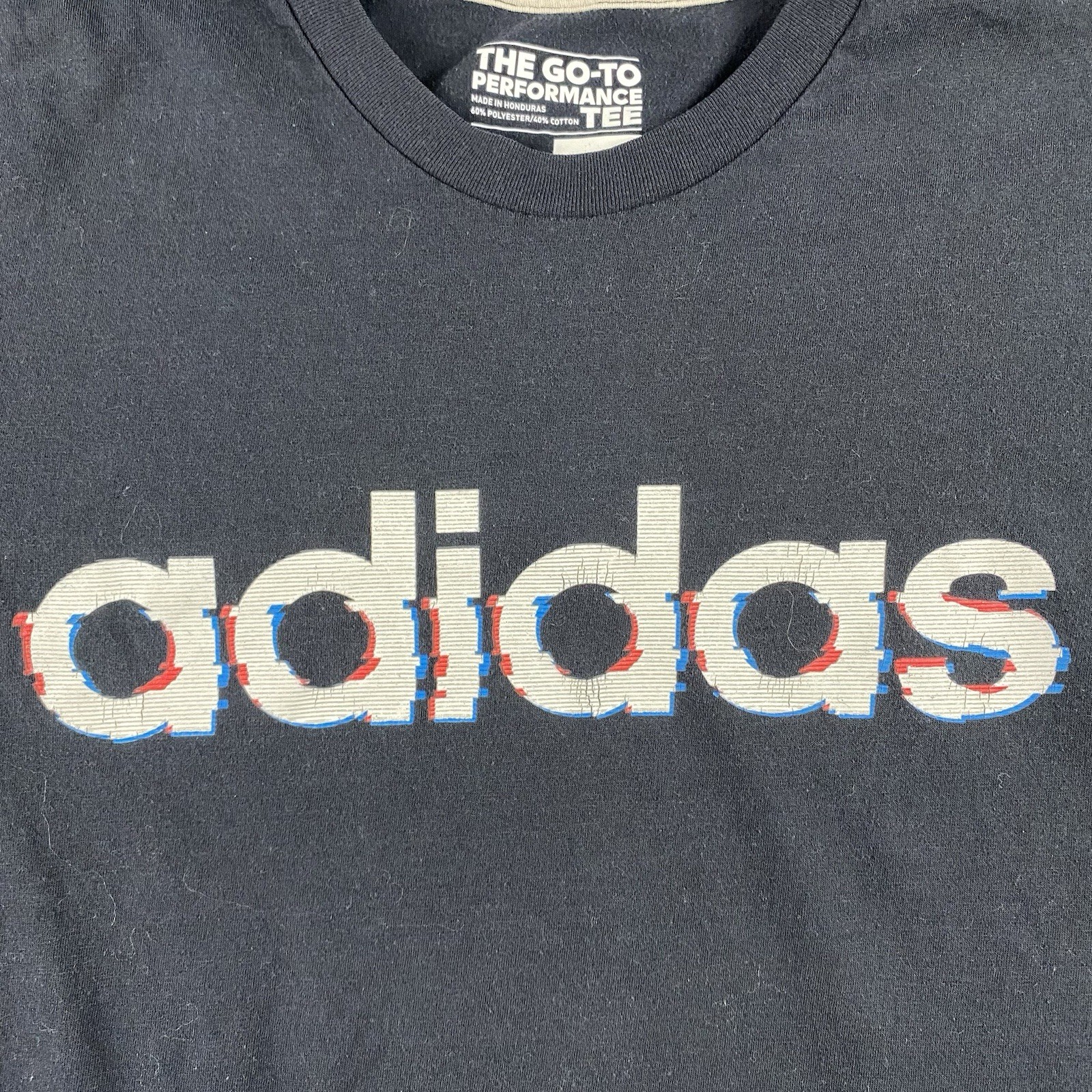 Adidas Shirt Men Medium Black Short Sleeve Performance Go To Tee Spellout gallery