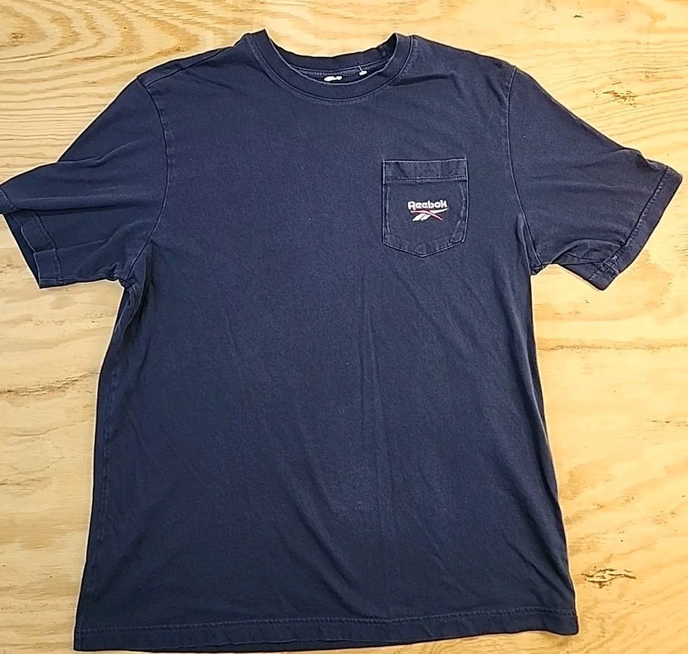 Reebok Blue Pocket Logo Maroon Cotton T-shirt Mens Large