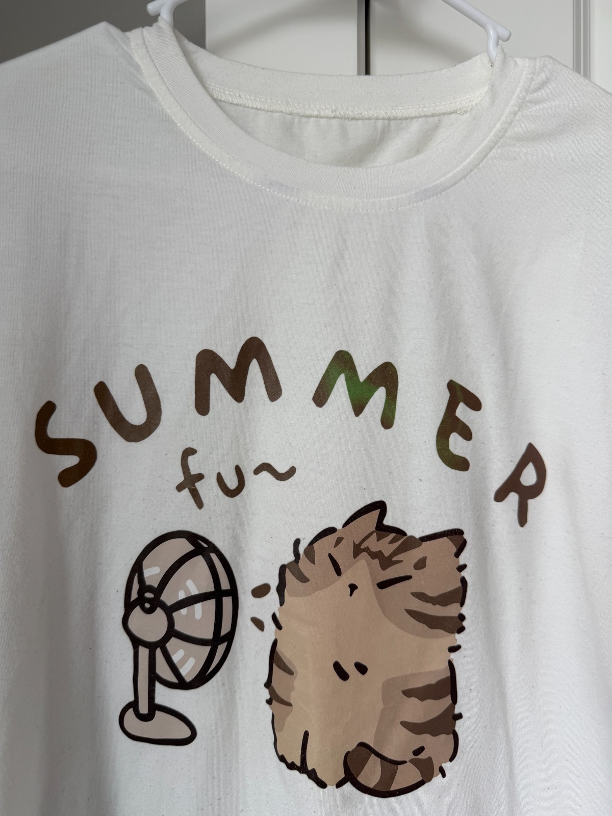 Women’s Cat Print T-Shirt White Short Sleeve Summer Top Sports Activewear Tee gallery