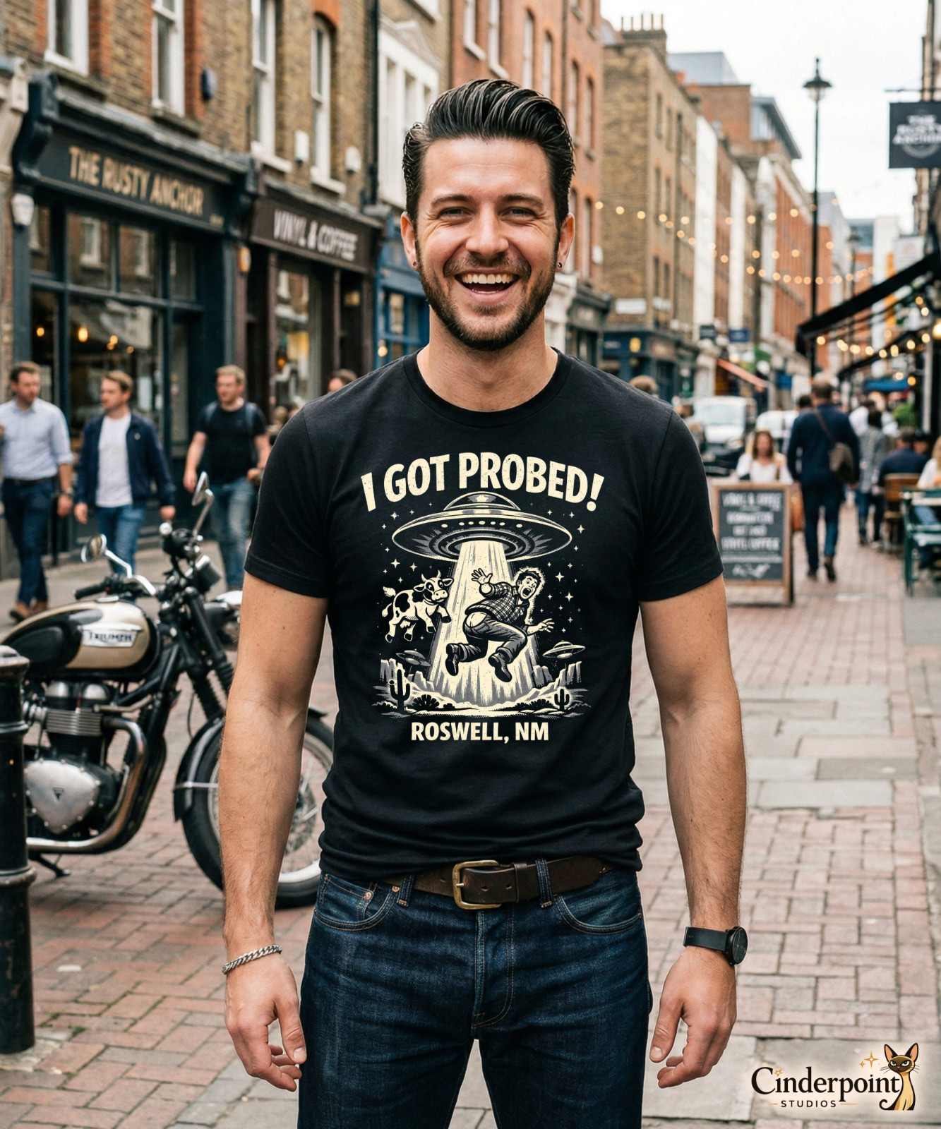 I Got Probed Roswell NM T-Shirt Funny Alien Abduction UFO Retro Sci-Fi Humor Tee gallery