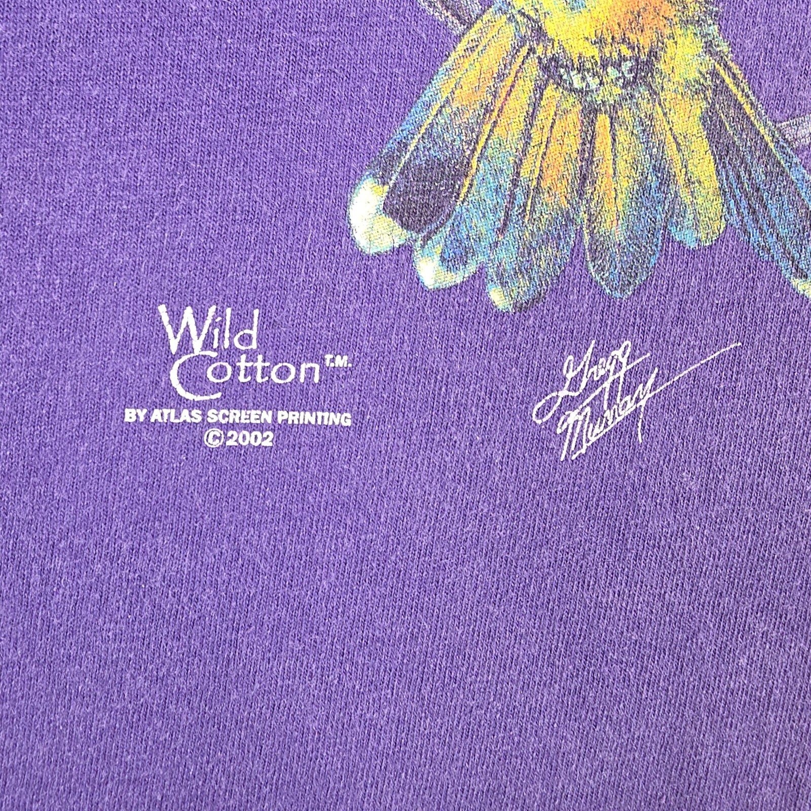Vintage Hummingbird Shirt Mens Medium Purple Double Sided Wild Cotton Floral Art gallery