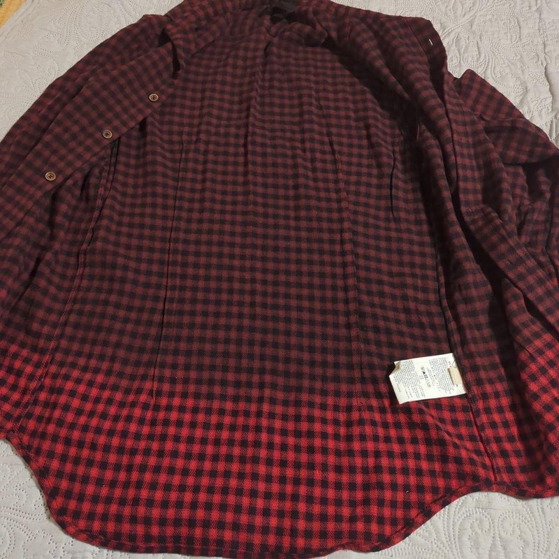 Diesel Wool Blend Gradient Check Shirt Black Gold Red/Black Used gallery