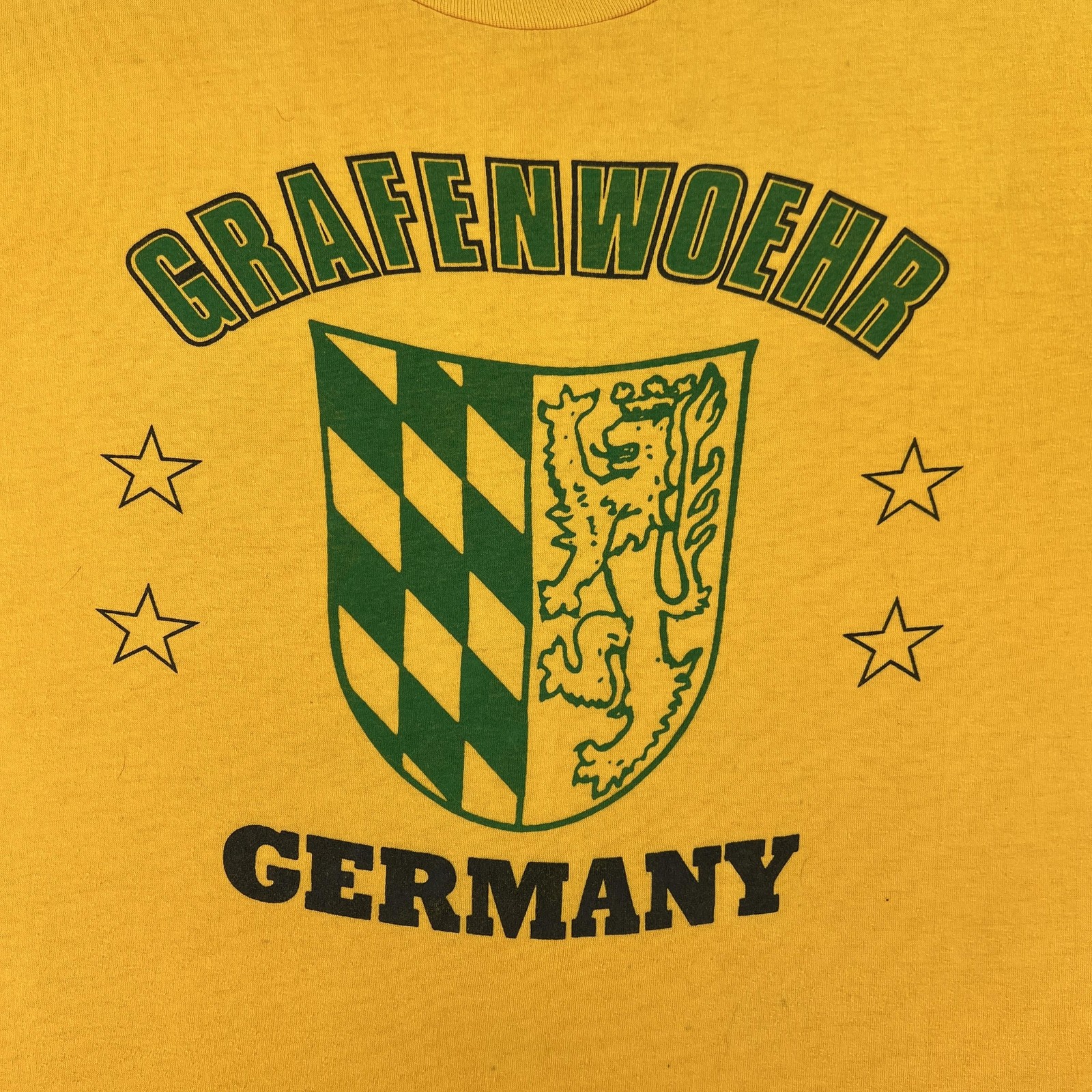 Vintage 80s Grafenwoehr Germany Shirt Mens XL Yellow Graphic Souvenir Tee gallery