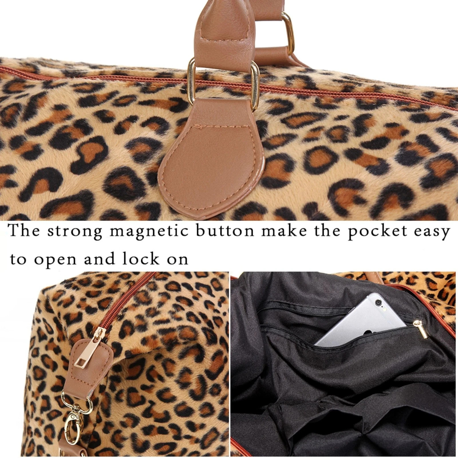 Leopard Weekender Bag Travel Duffle Bag For Women Large Cheetah Tote Shoulder... gallery