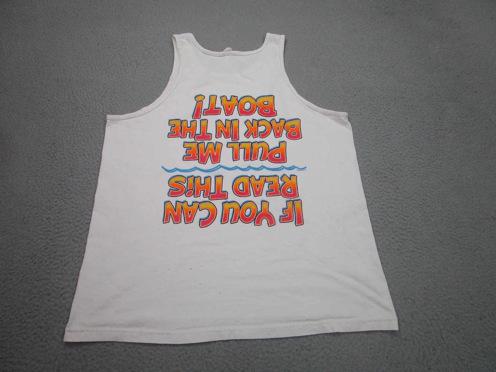 VINTAGE Pine Flat Lake Shirt Mens XL Water Worx Fisherman Tank Top Boat Marina