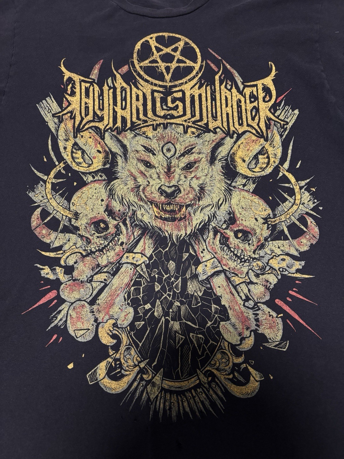 Thy Art is Murder Pagan Wolf Band T-Shirt Size L TAIM MySpace Era Deathcore Emo gallery